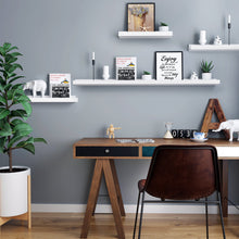 Carica l'immagine nel visualizzatore di Gallery, SONGMICS Mensole a Muro di Legno per Cornici e Libri, Ripiani 110 cm, Bianco - Ilgrandebazar