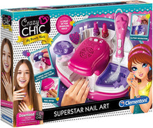 Carica l'immagine nel visualizzatore di Gallery, Clementoni - 15174 - Crazy Chic - Nail Art Studio - atelier unghie con smalti - set per unghie bambina 6 anni, Rosa, bianco, viola Superstar Nail Art