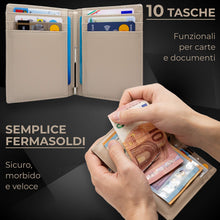 Carica l'immagine nel visualizzatore di Gallery, Portafoglio uomo VERA PELLE con blocco RFID, portamonete e clip fermasoldi... - Ilgrandebazar