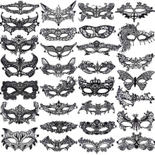 Carica l'immagine nel visualizzatore di Gallery, SIQUK 30 Pezzi Maschere Veneziane Donna Nero Maschera Pizzo per Masquerade...