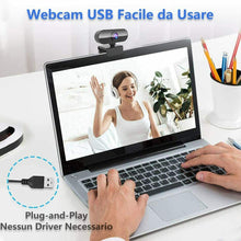 Carica l'immagine nel visualizzatore di Gallery, Webcam full HD 1080P per PC laptop, Videochiamate studio tramite USB con audio