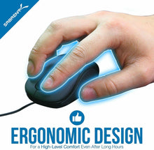Carica l'immagine nel visualizzatore di Gallery, Mini Mouse da portatile Viaggio USB Sabrent con cavo retrattile, 1200 DPI, Nero