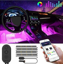 Carica l'immagine nel visualizzatore di Gallery, Striscia LED per illuminazione interni auto, 48 LED multicolore Gestibile App